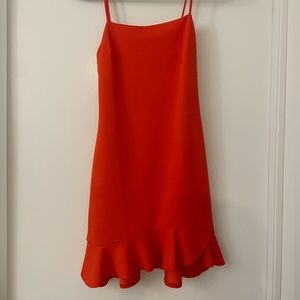 Thin strap mini dress with ruffling detail